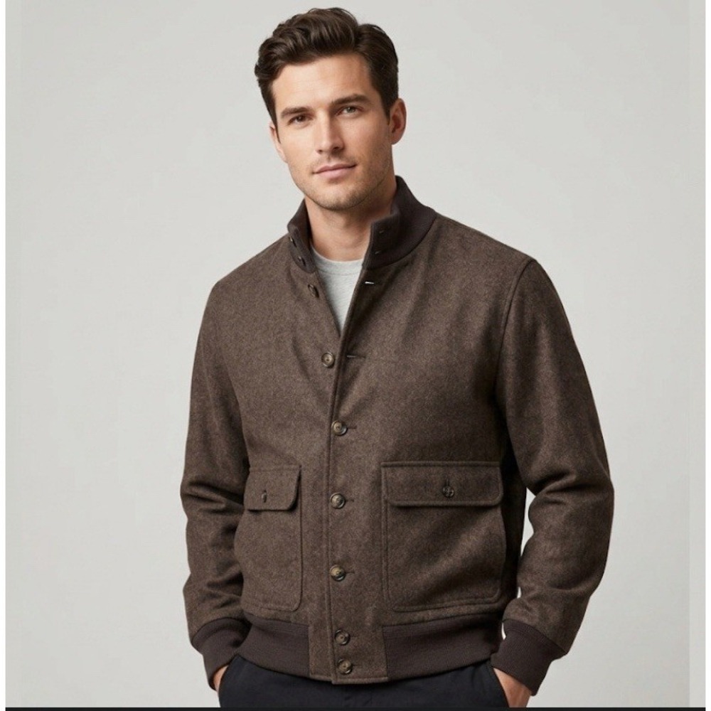 VTG Carroll & Co Beverly Hills 100% Cashmere Bomber Jacket Italy Men's 52 L/XL